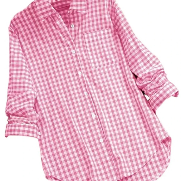 Barbicore Pink Gingham  Button Down Shirt - Picture 4 of 7